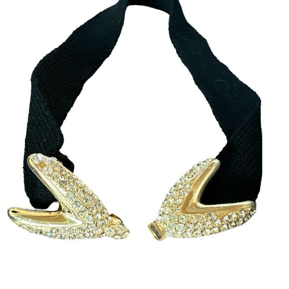 Vintage St Johns gold crystal belt buckle Santana fabric belt 125 crystals - Picture 2 of 8